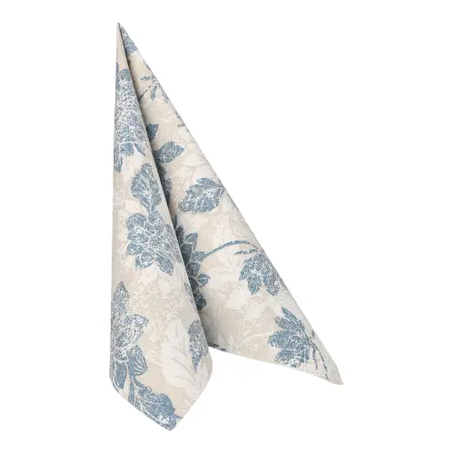 PAPSTAR Servietten ROYAL Collection 1/4-Falz 40 x 40 cm arktikblau Flowers, stoffähnliche Premium-Tissue-Serviette mit floralem Muster für festlich gedeckte Tische