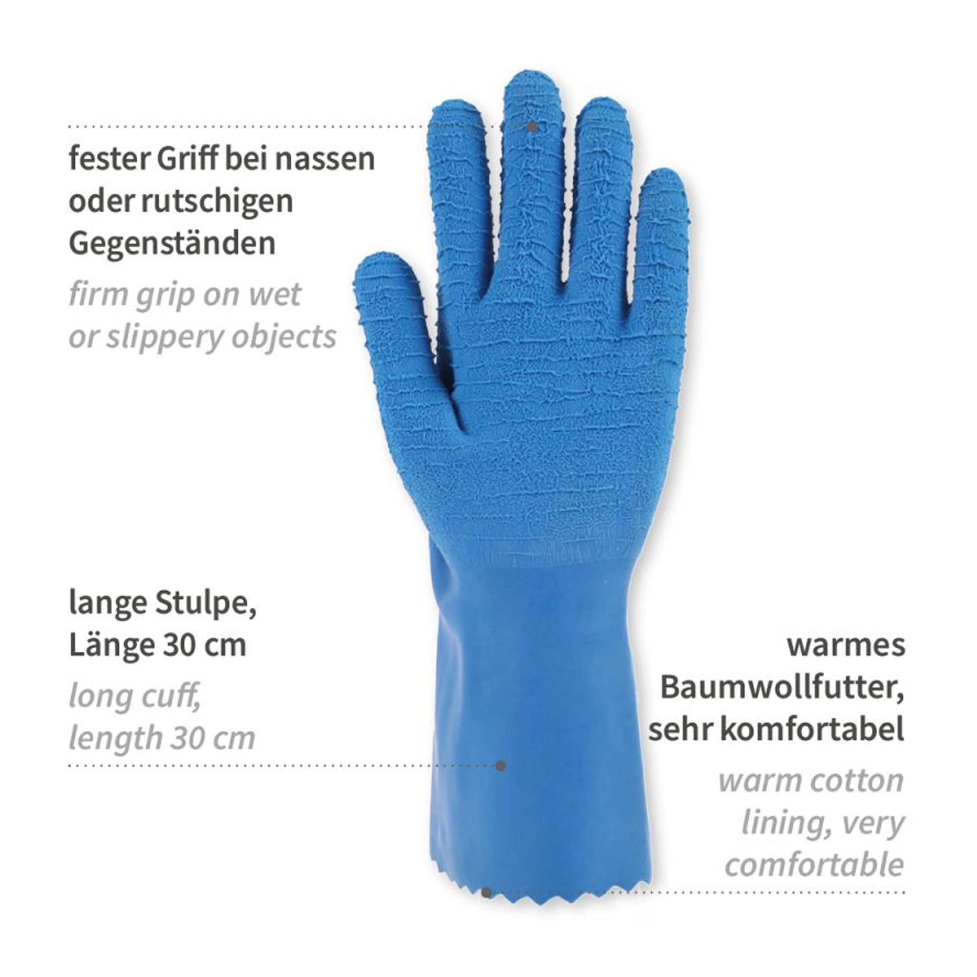 Hygostar Ruf-it Entvlieshandschuhe mit Latex-Beschichtung blau, VE 50 Paar