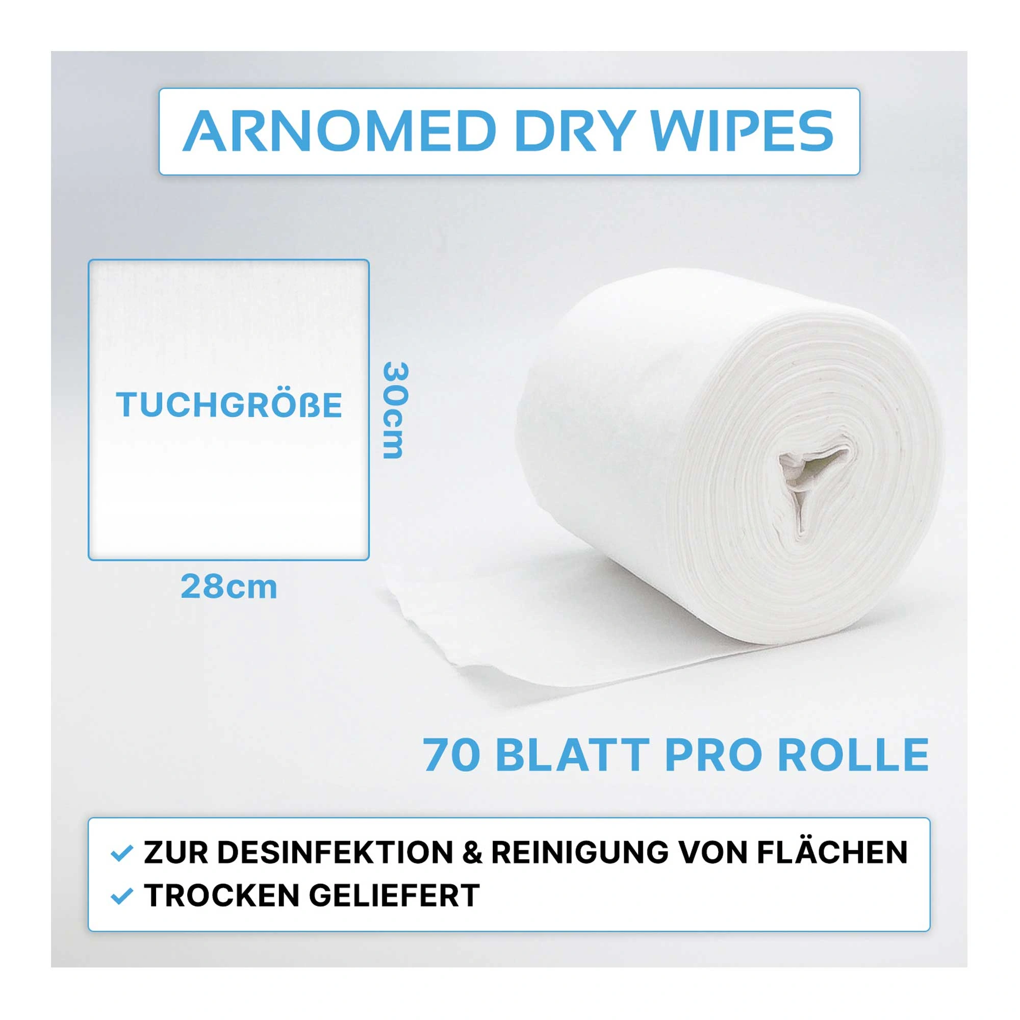 ARNOMED DRY WIPES Trockene Vliestücher, 28 x 30 cm