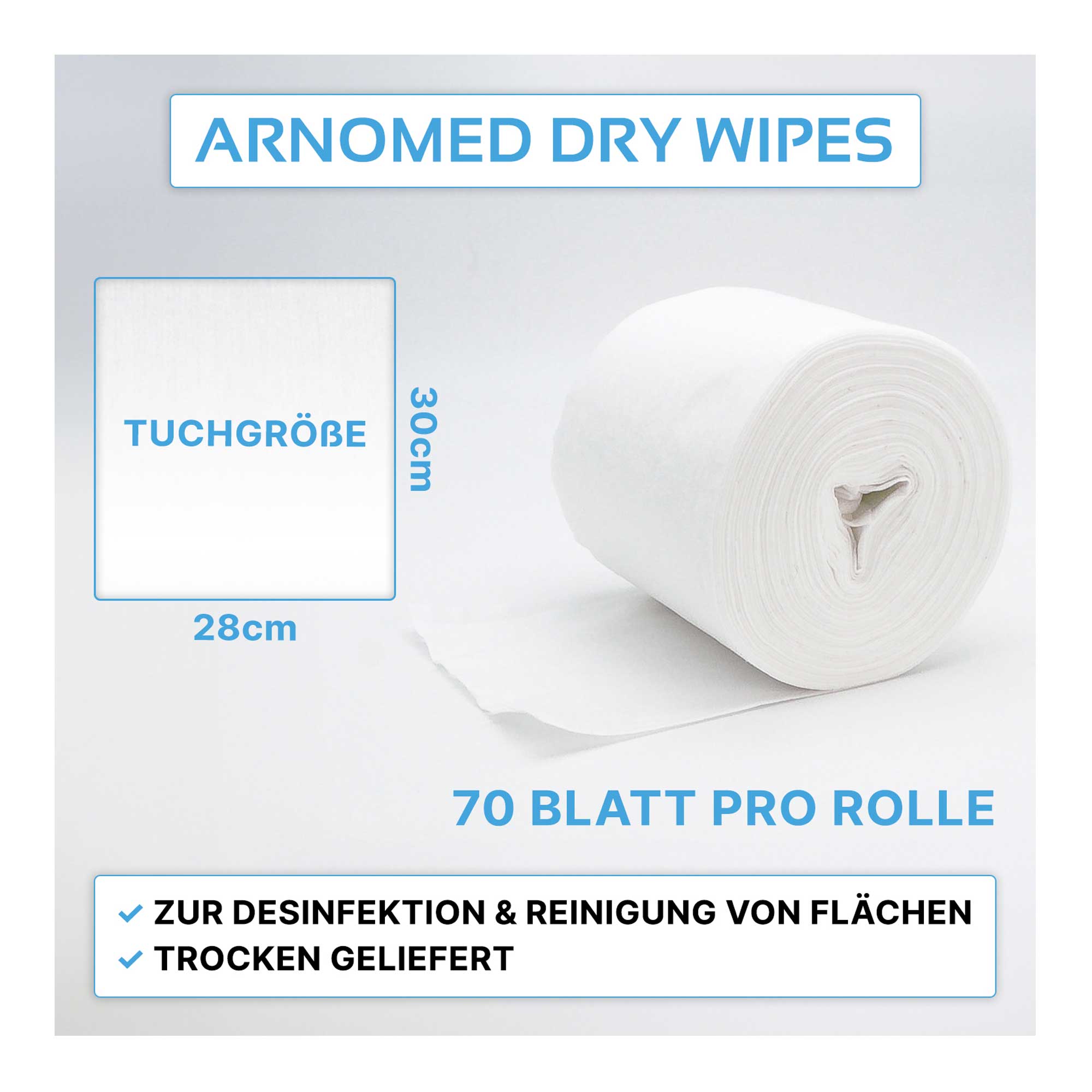 ARNOMED DRY WIPES Trockene Vliestücher, 28 x 30 cm