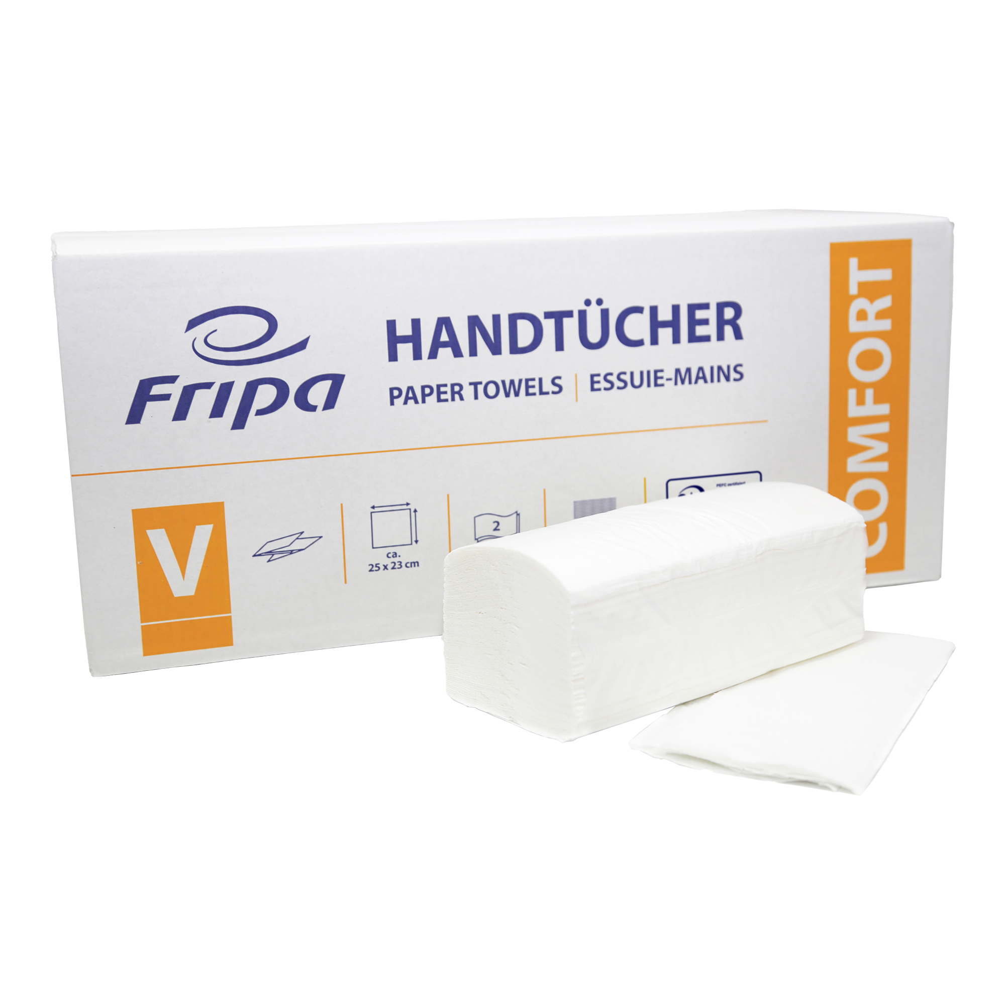Fripa Papierhandtücher Tissue ZZ, 25x23cm, 2-lagig, Zellstoff 3000 Tücher 4042101_1