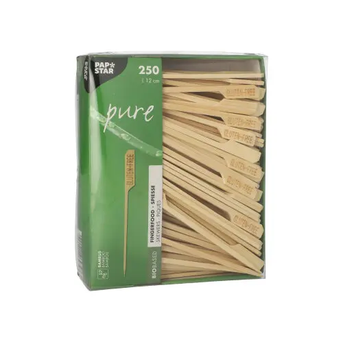 PAPSTAR Fingerfood - Spieße "pure" 12 cm GLUTEN-FREE, Bambus-Speisenmarker zur Kennzeichnung glutenfreier Speisen, 250 Stück im Displaykarton