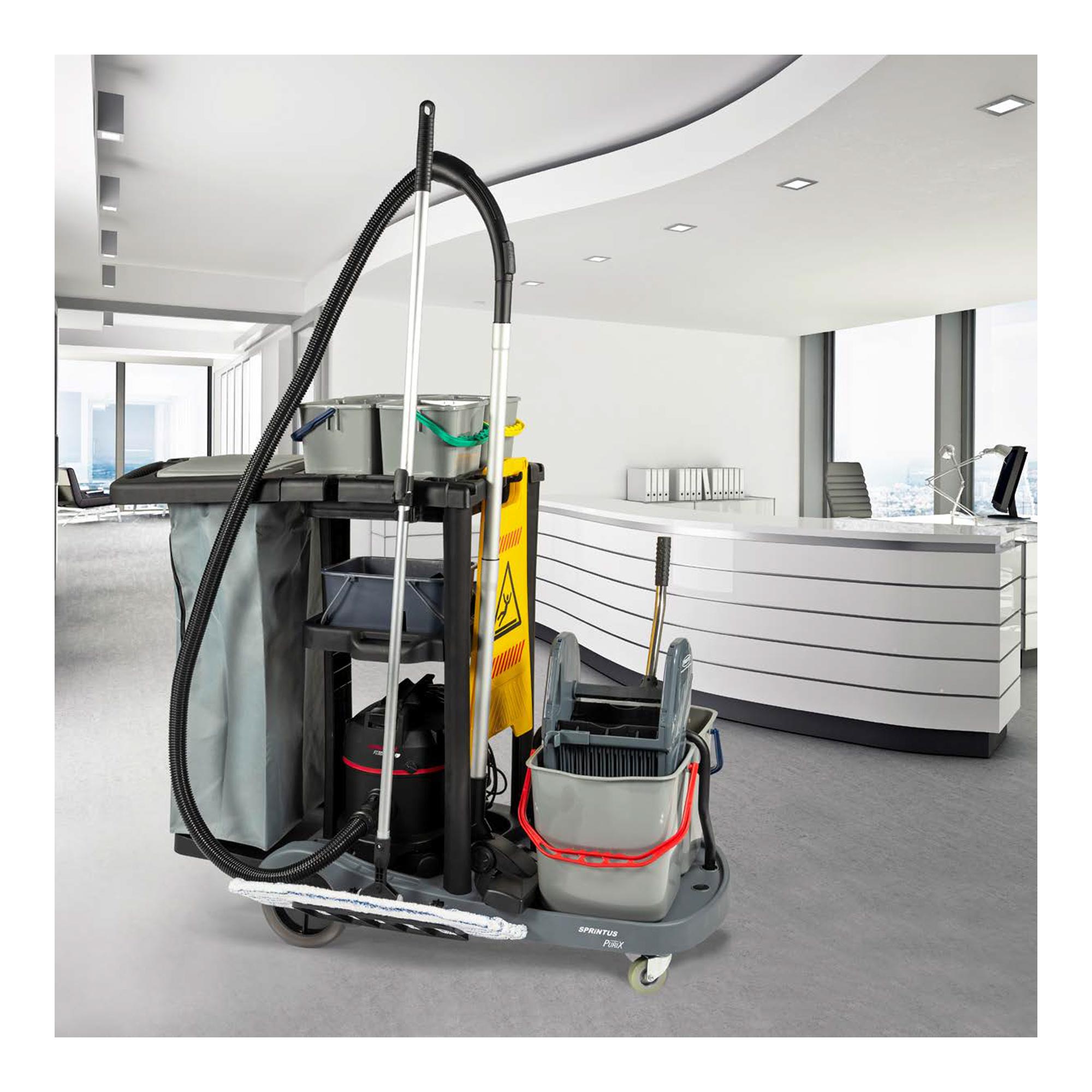 Sprintus PuriX Starter Set 40 u. 50 cm mit Reinigungswagen, Floory Trockensauger & Zubehör 