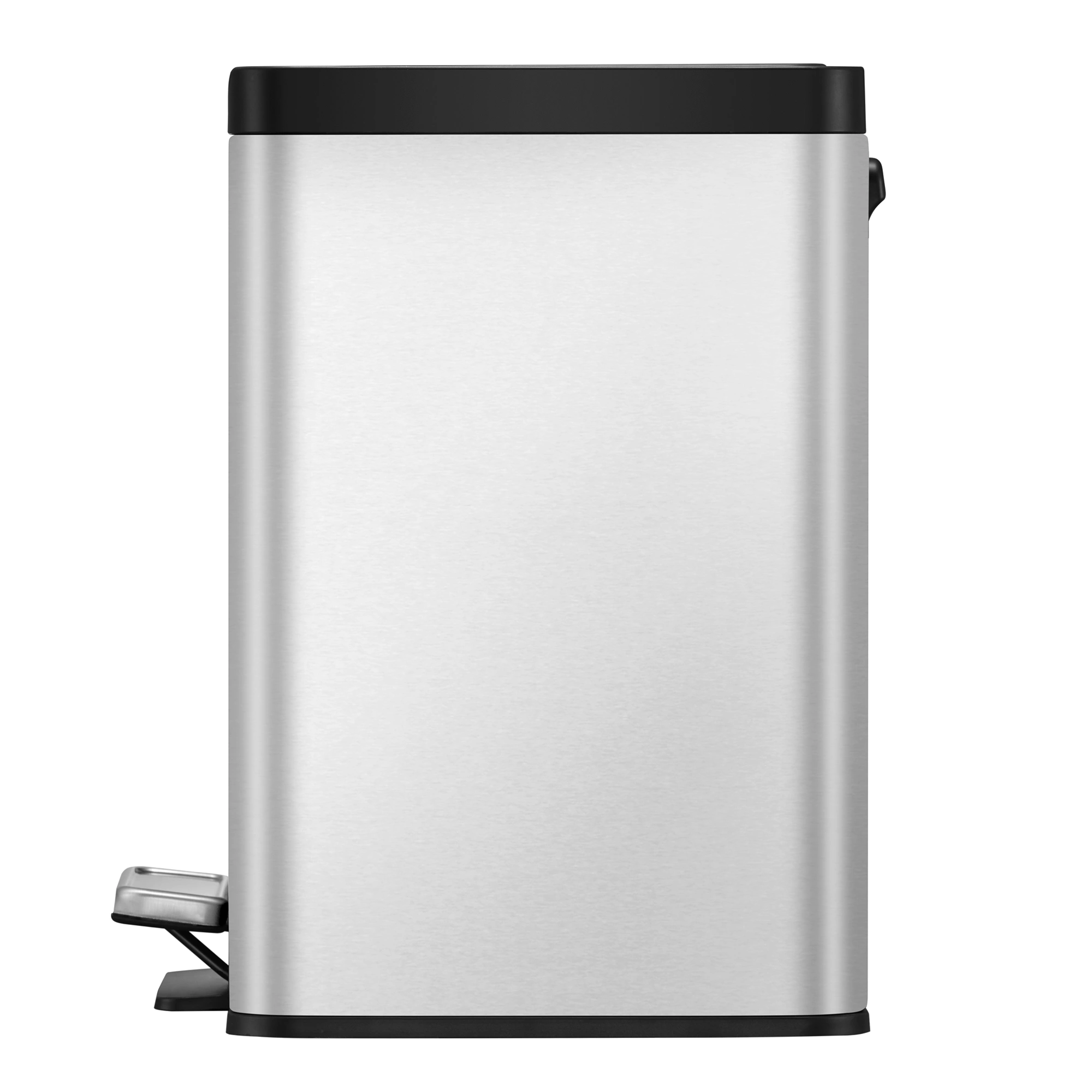 EKO Essential 2 Recycler Treteimer 2 x 15 Liter, schlanker Edelstahl-Mülleimer mit Pedal, Soft-Close-Klappdeckel und 2 Inneneimern, Artikel 31184682