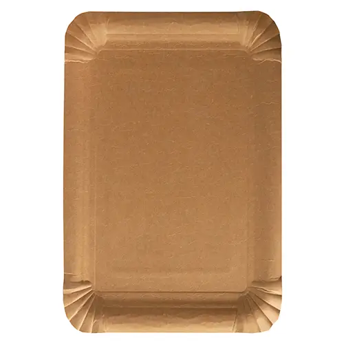 PAPSTAR Teller Pappe "pure" eckig 18 x 26 cm braun aus 100 % Frischfaserkarton, FSC-zertifizierter, lebensmittelechter Einweg-Teller für Kuchen und Snacks