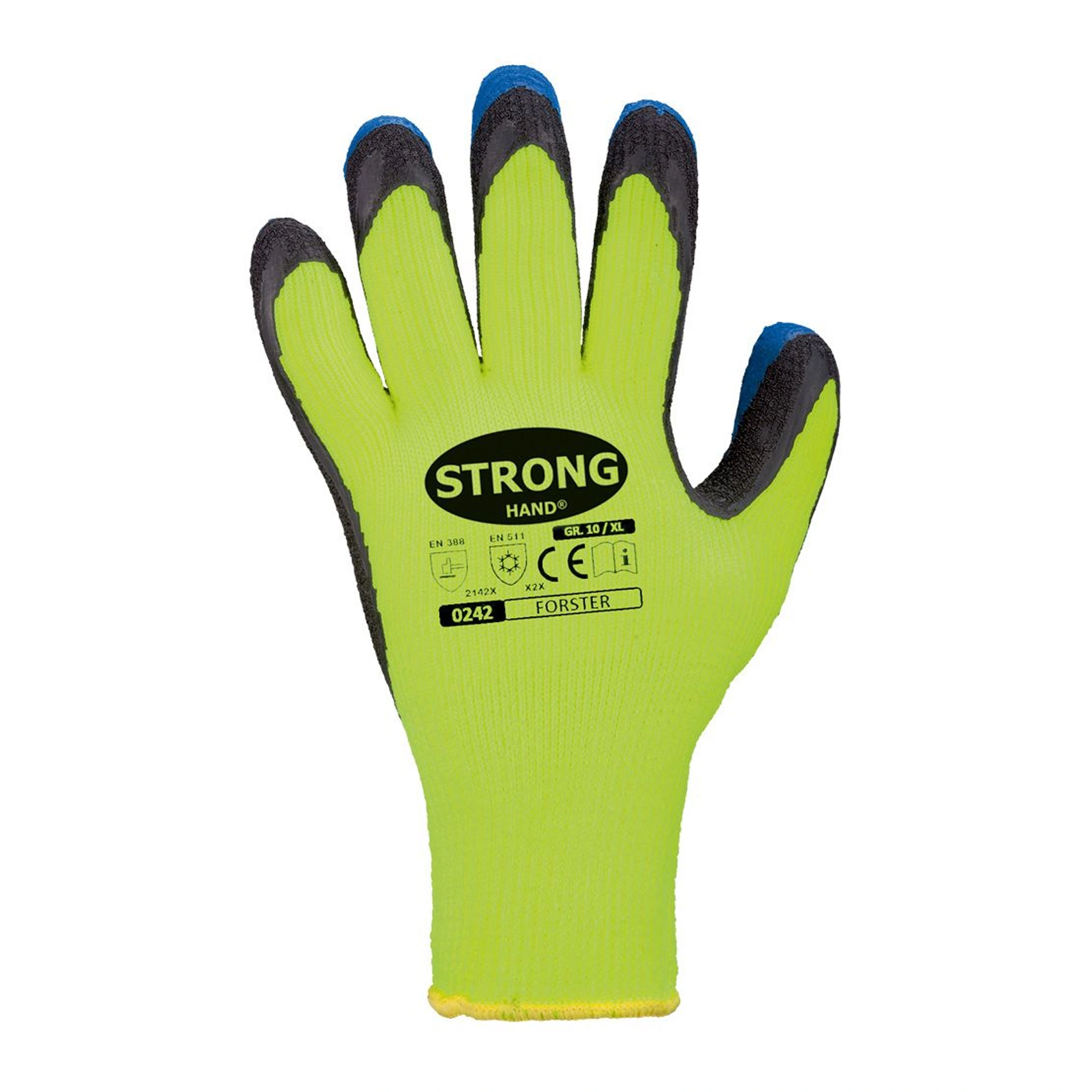 Stronghand Forster 0242 Kälteschutzhandschuhe mit Latex-Beschichtung neon gelb/ schwarz, blau, VE 120 Paar