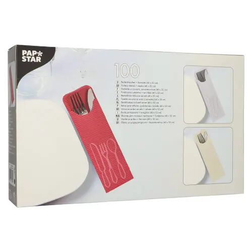 PAPSTAR Bestecktaschen 23,5 cm x 7,3 cm anthrazit inklusive farbiger Bistro Serviette, FSC-zertifizierte Papiertaschen mit Abdecklasche für hygienische Besteckpräsentation, Artikel 89694