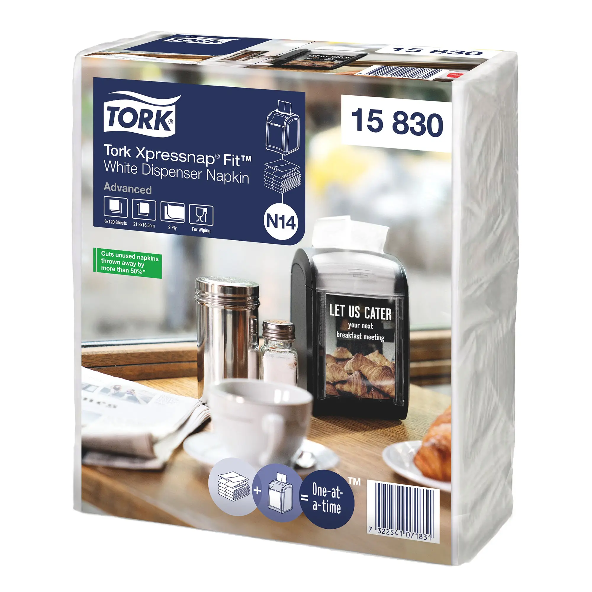 Tork 15830 Advanced Xpressnap Fit Spenderserviette N14 Multifold Z, 10,7 x 8,3 cm, 2-lg, weiß