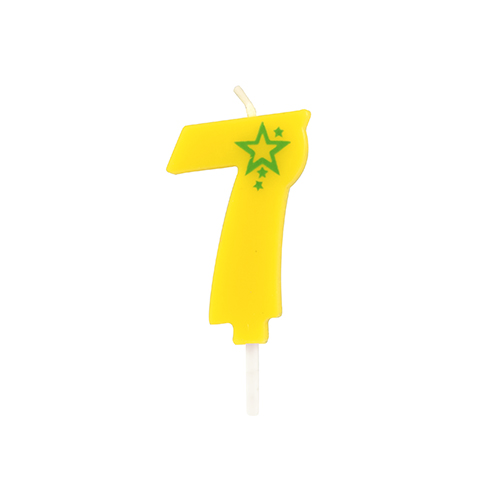 PAPSTAR Zahlenkerze, Mini 6,8 cm gelb "7"
