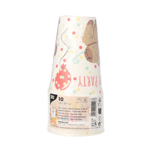 PAPSTAR Trinkbecher, Pappe 0,2 l Ø 7 cm, 9,7 cm "Capy Party", 14 x 10 Stück