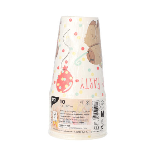 PAPSTAR Trinkbecher, Pappe 0,2 l Ø 7 cm, 9,7 cm "Capy Party", 14 x 10 Stück