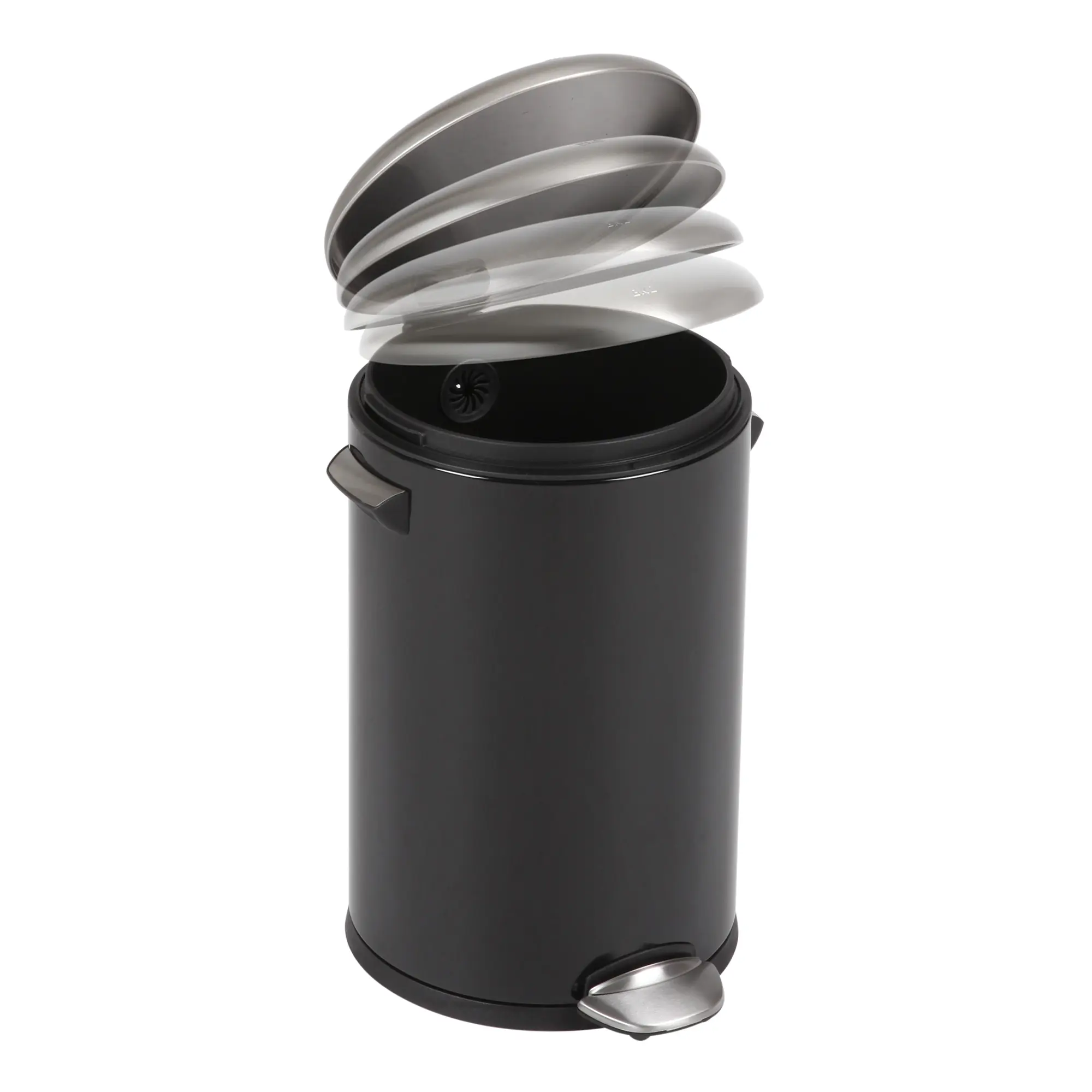 EKO Belle Deluxe Tretmülleimer 12 Liter aus mattem Edelstahl in Schwarz mit Soft-Close-Deckel, Fußpedal und herausnehmbarem Inneneimer von EKO