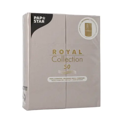 PAPSTAR Servietten "ROYAL Collection" 40 x 30 cm grau mit Besteckfalz aus stoffähnlichem Premium-Tissue, hochwertige graue Tischservietten FSC-zertifiziert, Artikel 89158