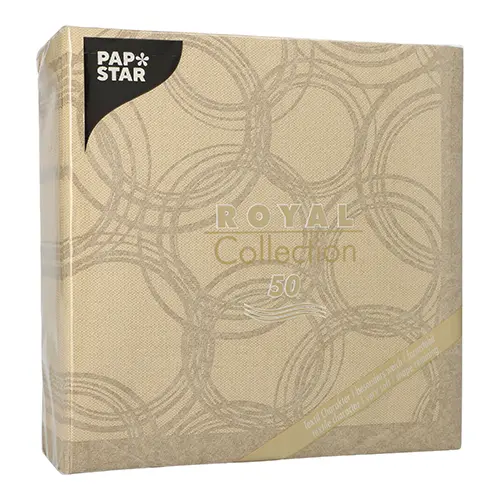 PAPSTAR Servietten "ROYAL Collection" 1/4-Falz 40 x 40 cm sand "Bubbles", 50 stabile Premium-Servietten in Stoffoptik, weich, faltstabil und FSC-zertifiziert