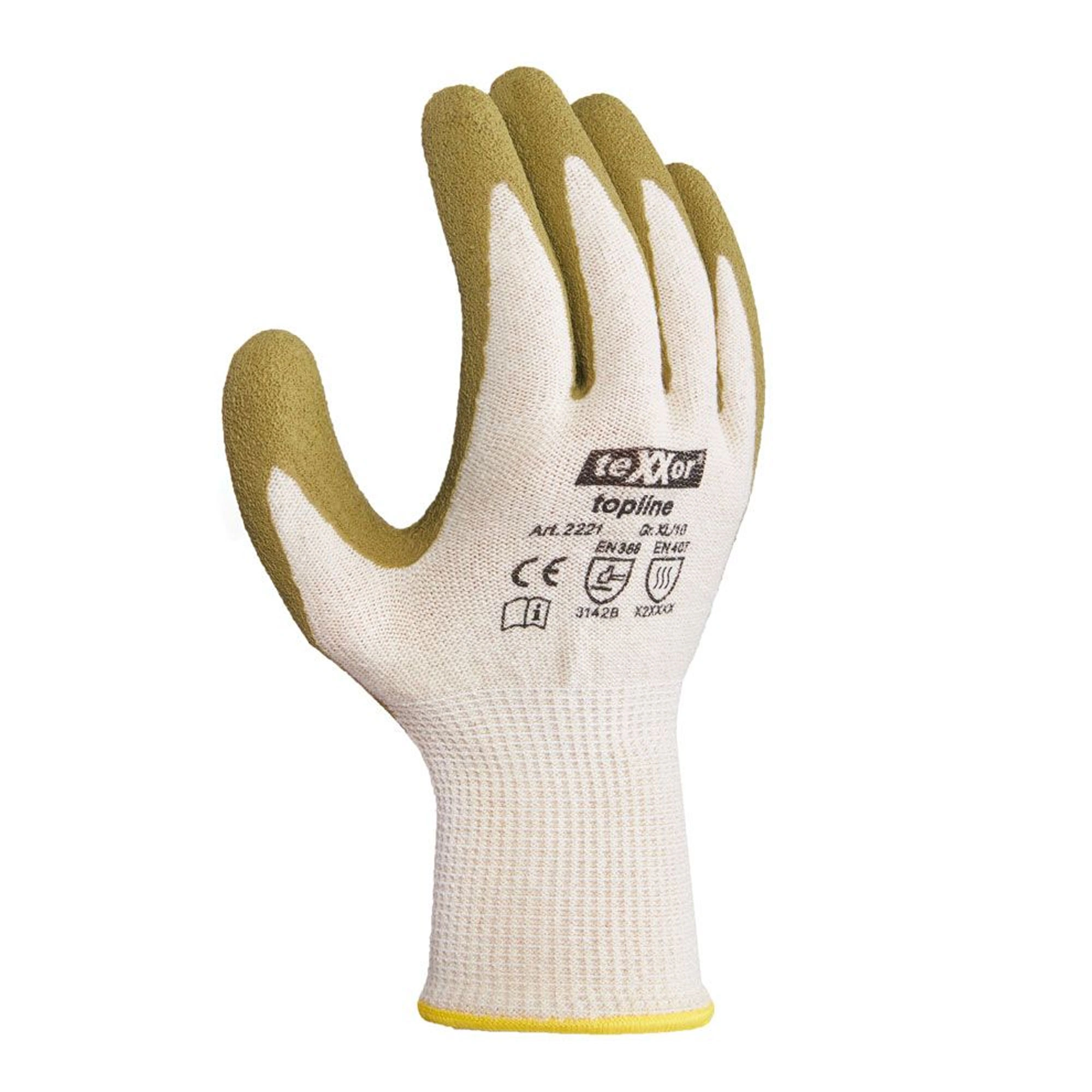 teXXor Green Protect 2221 Grobstrickhandschuhe mit Latex-Beschichtung natur/grün, VE 72 Paar