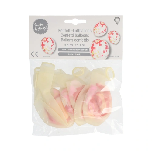 PAPSTAR Luftballons Ø 29 cm mit Herz-Konfetti, 12 x 6 Stück