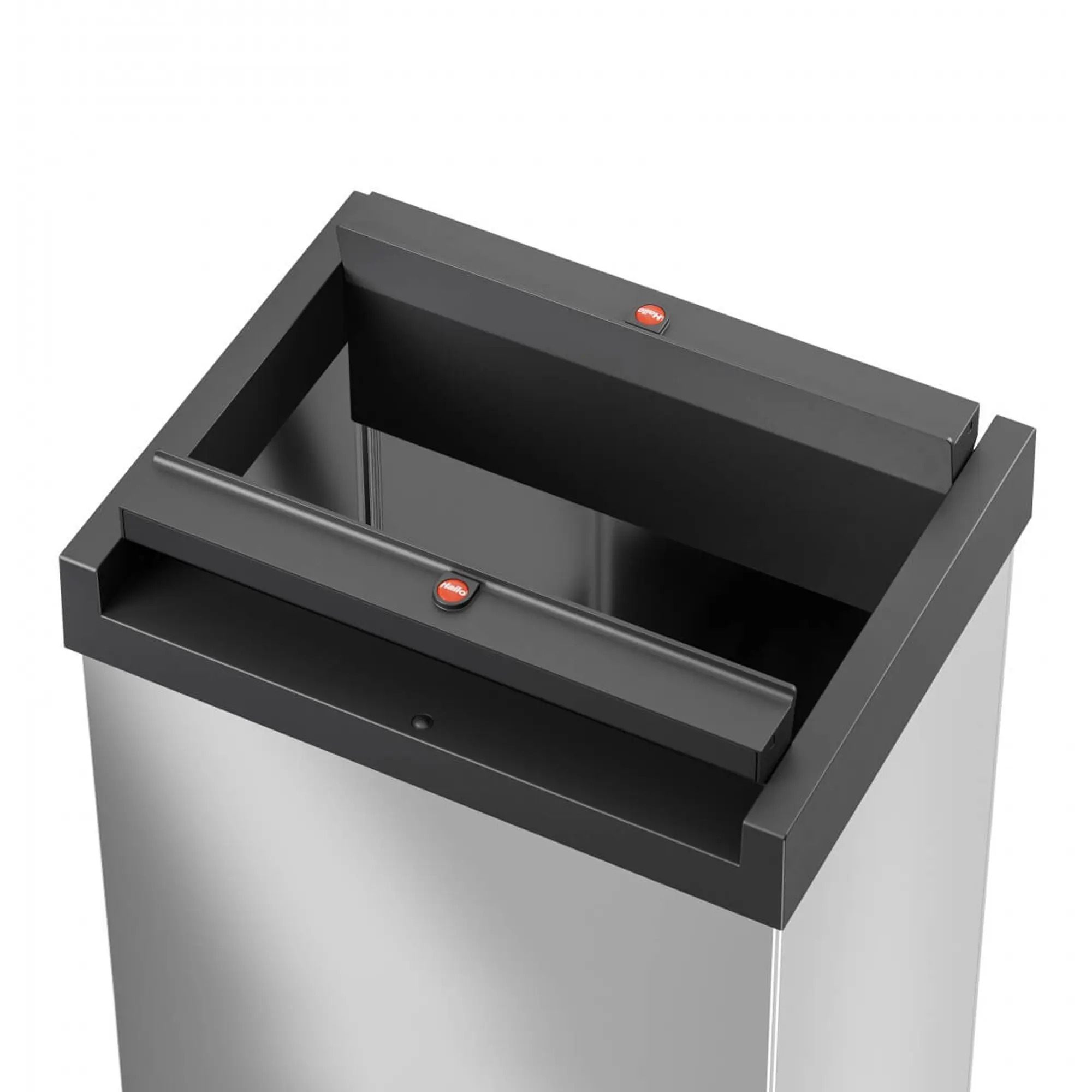 Hailo Großraum-Abfallbox Big-Box Swing XL 52 Liter silber/grau zweigeteilter Schwingdeckel 0860-221