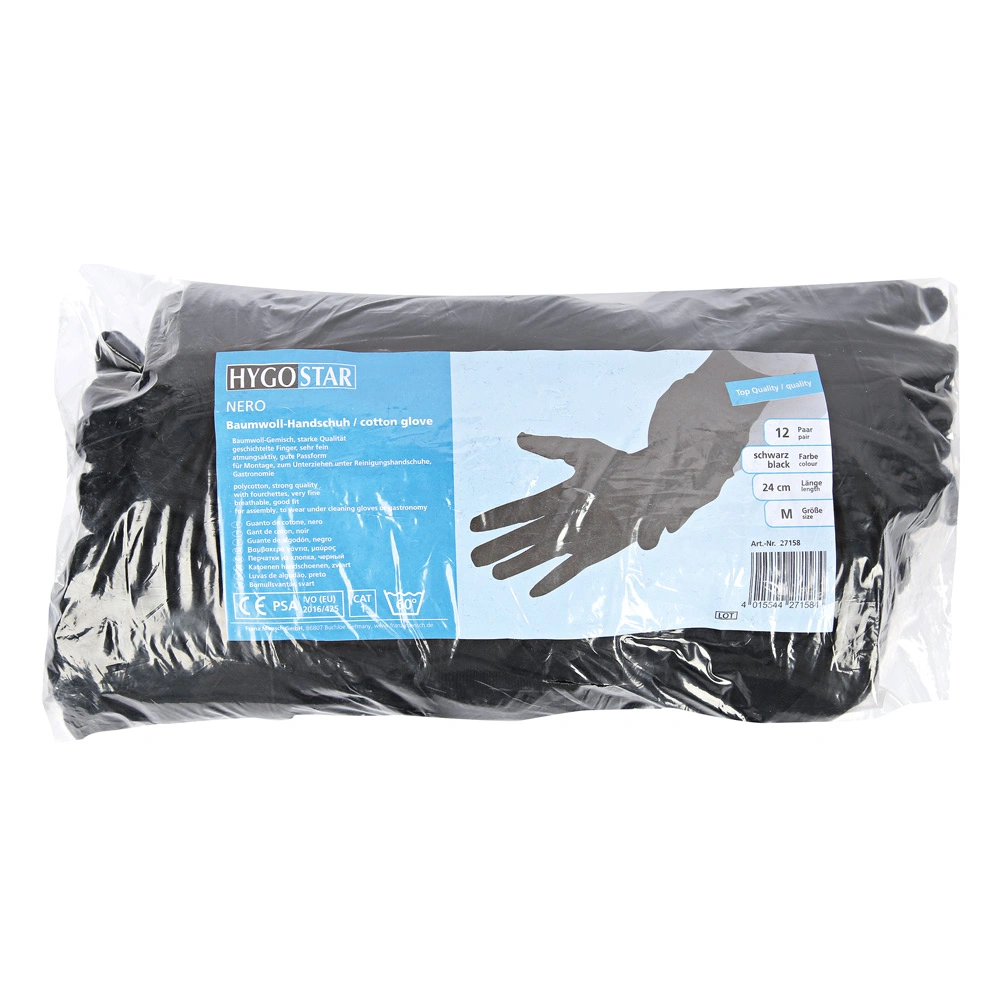 Hygostar Nero Baumwollhandschuhe schwarz, VE 300 Paar