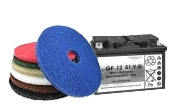 Reinigungspad Set mit farbigen Pads und Batterie GF 12 51 Y-0 für Scheuersaugmaschine, Artikelnummer GF 12 51 Y-0