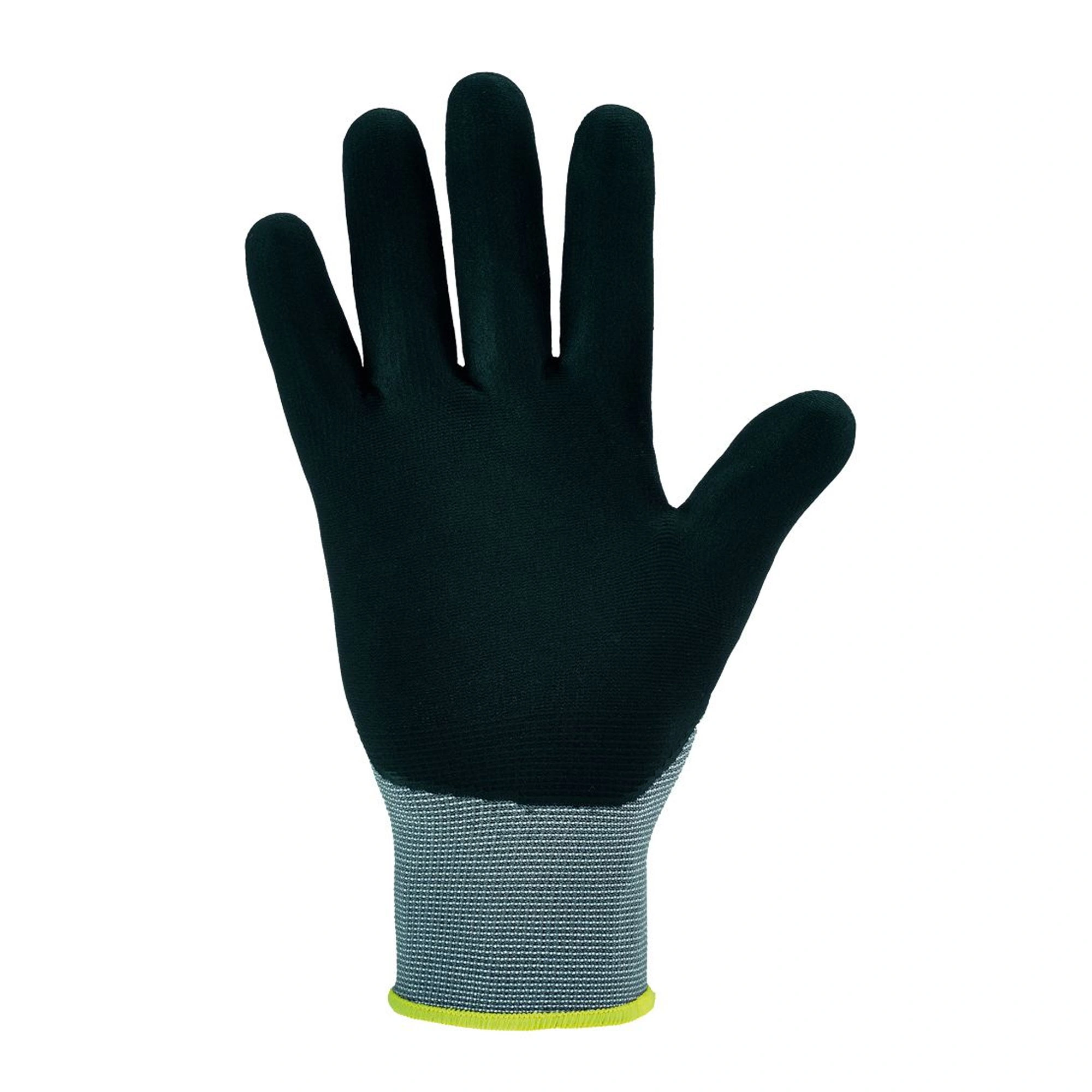 Optiflex Liquimate 0685 Feinstrickhandschuhe mit Nitrilschaum und PU-Beschichtung grau/schwarz, nahtloser Feinstrick-Montagehandschuh für präzise Arbeiten, VE 144 Paar, Artikelnummer 0685
