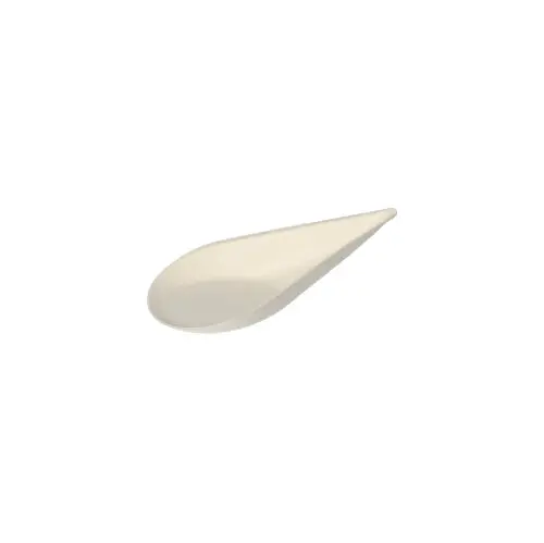 PAPSTAR Fingerfood Teller, Zuckerrohr "pure" 10,5 x 5,7 cm in weißer Tropfenform, mikrowellengeeignet und nachhaltig aus Bagasse, VE 10 x 50 Stück