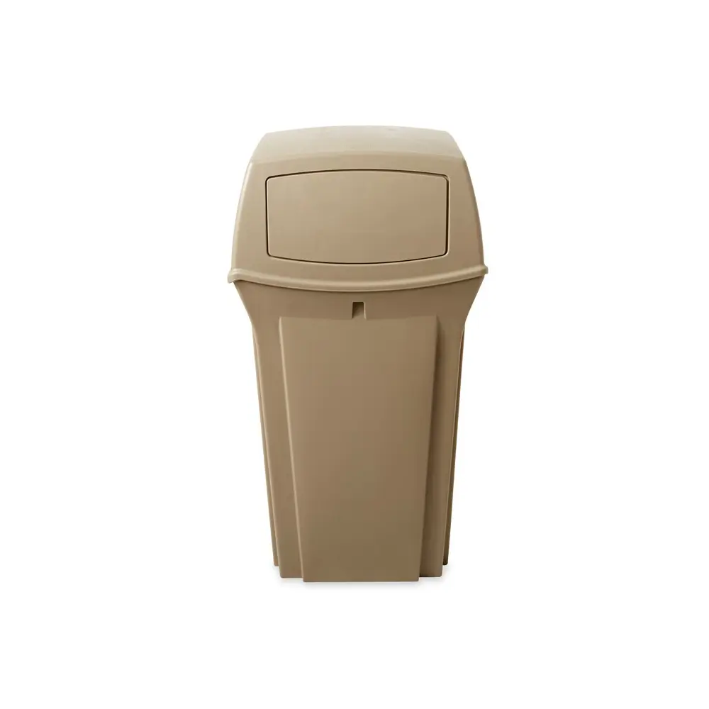 Rubbermaid Ranger Abfallbehälter 132 Liter 2 Einwurfklappen beige Vordeseite  FG843088BEIG