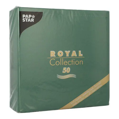 PAPSTAR 50 Servietten "ROYAL Collection" 1/4-Falz 40 cm x 40 cm dunkelgrün