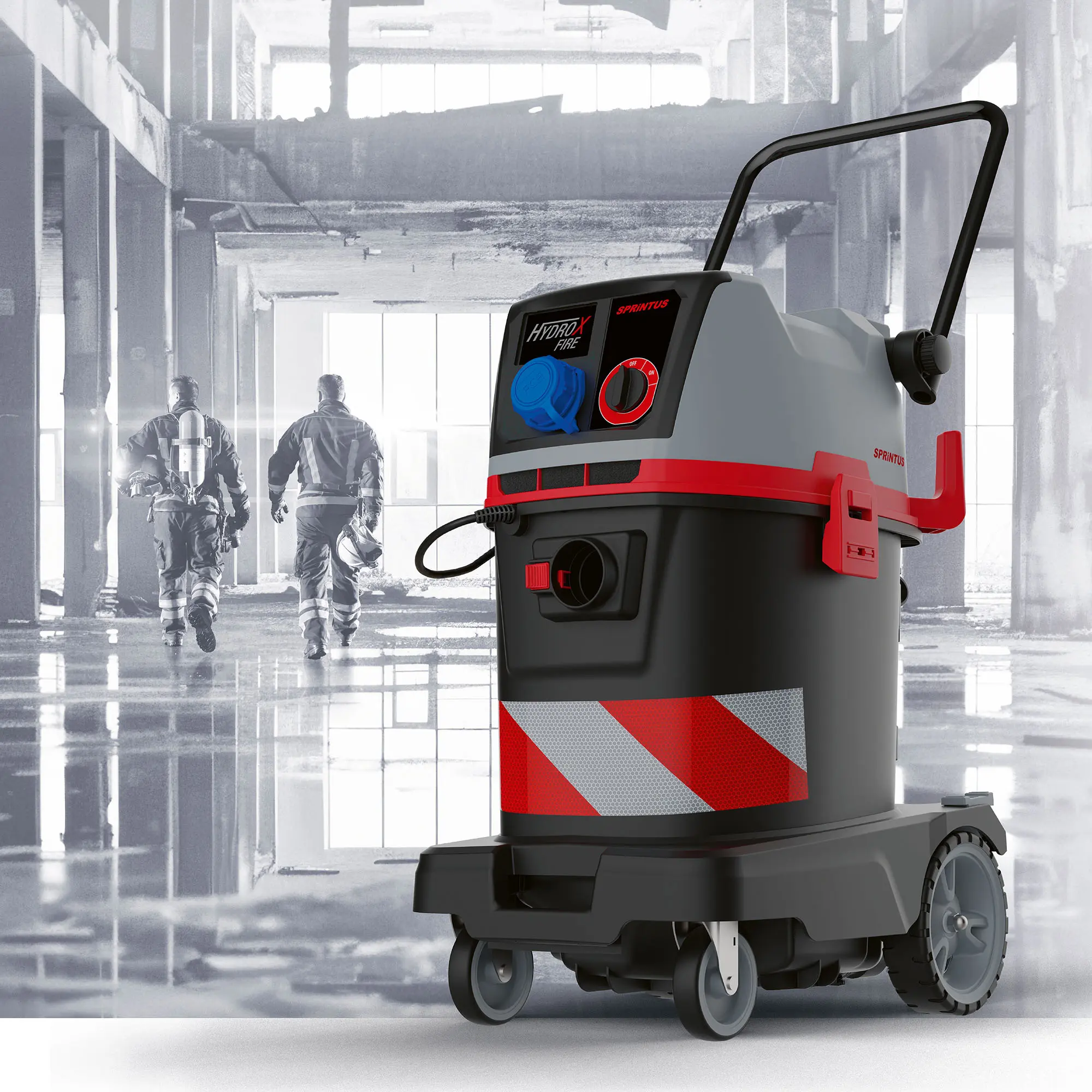 Sprintus HydroX Fire Pumpsauger für Feuerwehr und THW, robuster Nass-Pumpsauger zum Abpumpen großer Wassermengen bei Hochwasser und Brandeinsätzen, Hersteller Sprintus