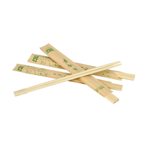 PAPSTAR 100 Paar Essstäbchen Bambus "pure" 21 cm einzeln gehüllt