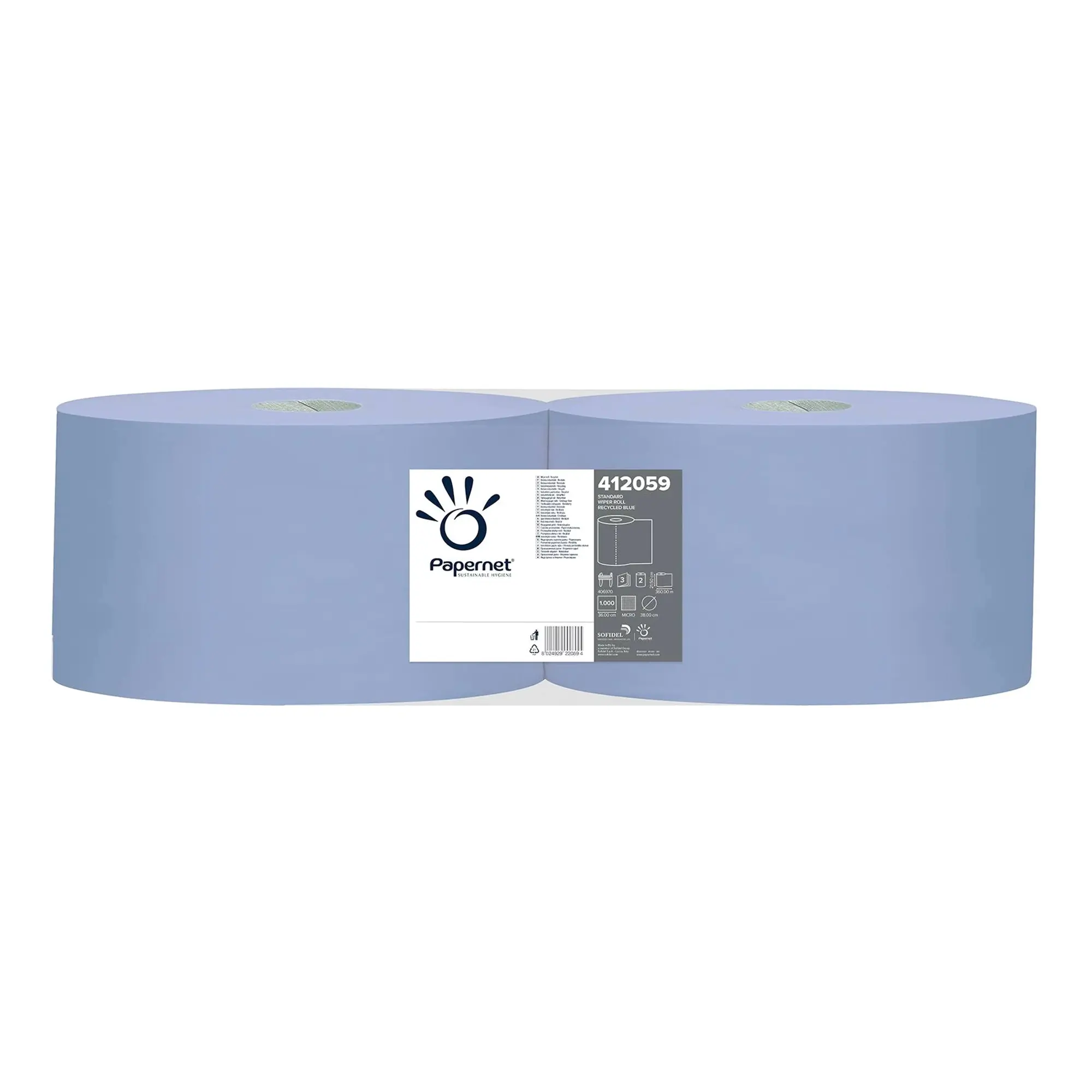 Papernet Industrieputztuchrolle blau 3-lagig, 21,5 cm breit, 1000 Tücher