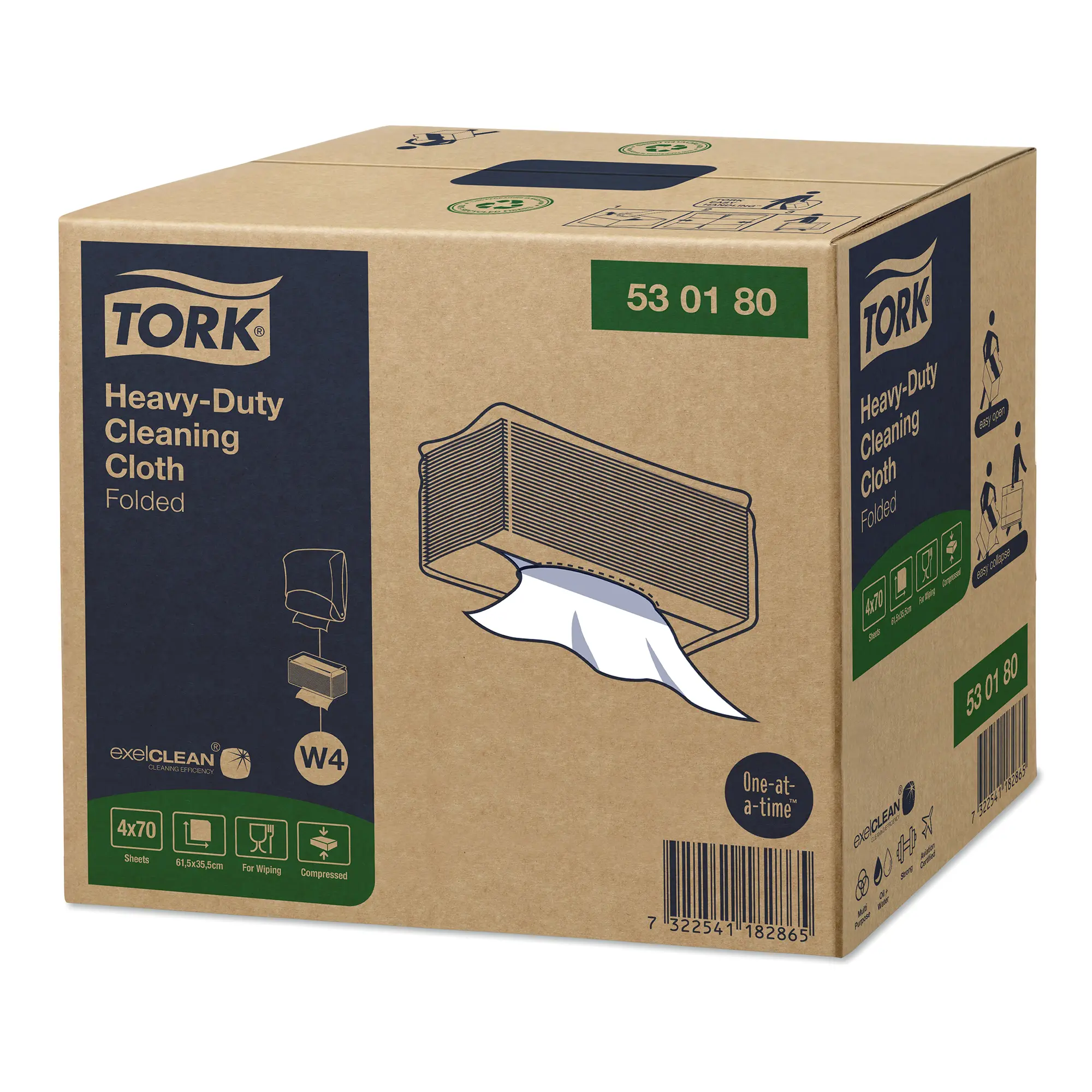 Tork 530180 Extra-Starke Reinigungstücher W4 weiß 1-lagig, 35,5 x 61,5 cm, 280 Tücher