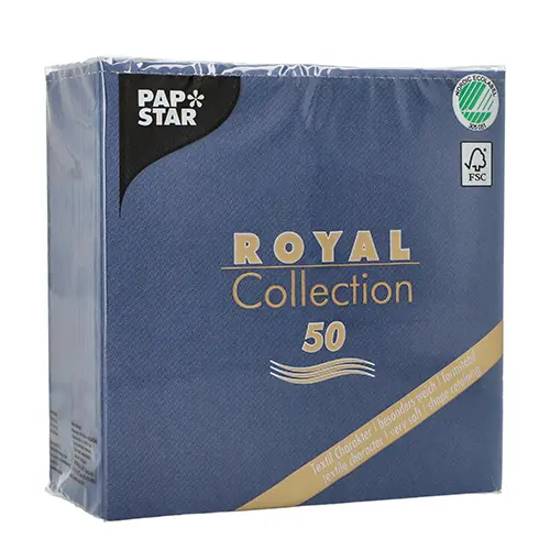 PAPSTAR 50 Servietten "ROYAL Collection" 1/4-Falz 33 cm x 33 cm dunkelblau