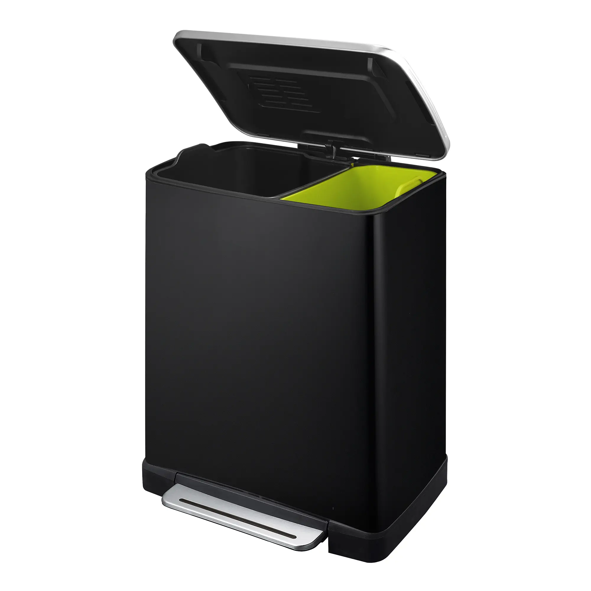 EKO E-Cube Recycling Tretmülltrenner  1x10 1x9 Liter Edelstahl matt, schwarz,  Inneneimer schwarz und grün 31667499