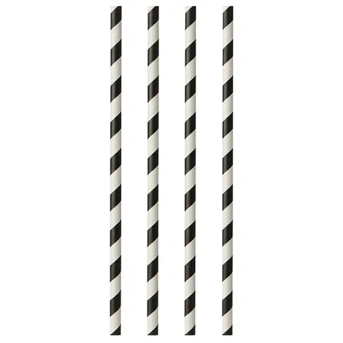 PAPSTAR Trinkhalme, Papier Ø 6 mm, 29 cm schwarz/weiß "Stripes", nachhaltige Papiertrinkhalme für Cocktails, Limonaden und Erfrischungsgetränke, FSC-zertifiziert, Artikel 88225