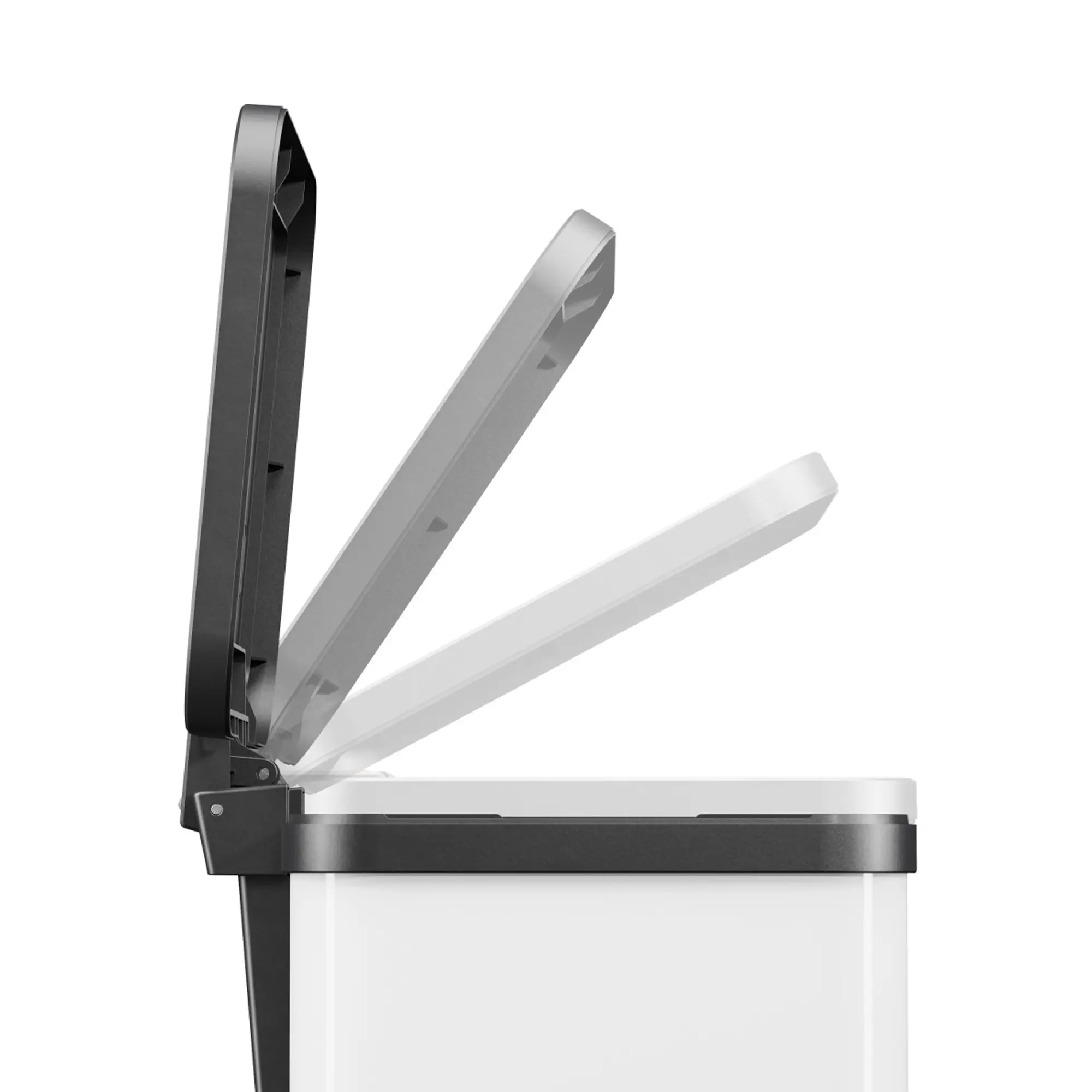 Hailo Öko uno Plus M 17 Liter Tretmülleimer in Weiß mit schwarzem Soft-Close-Kunststoffdeckel, innenliegender Tretmechanik und breitem Kunststoff-Pedal, Hailo