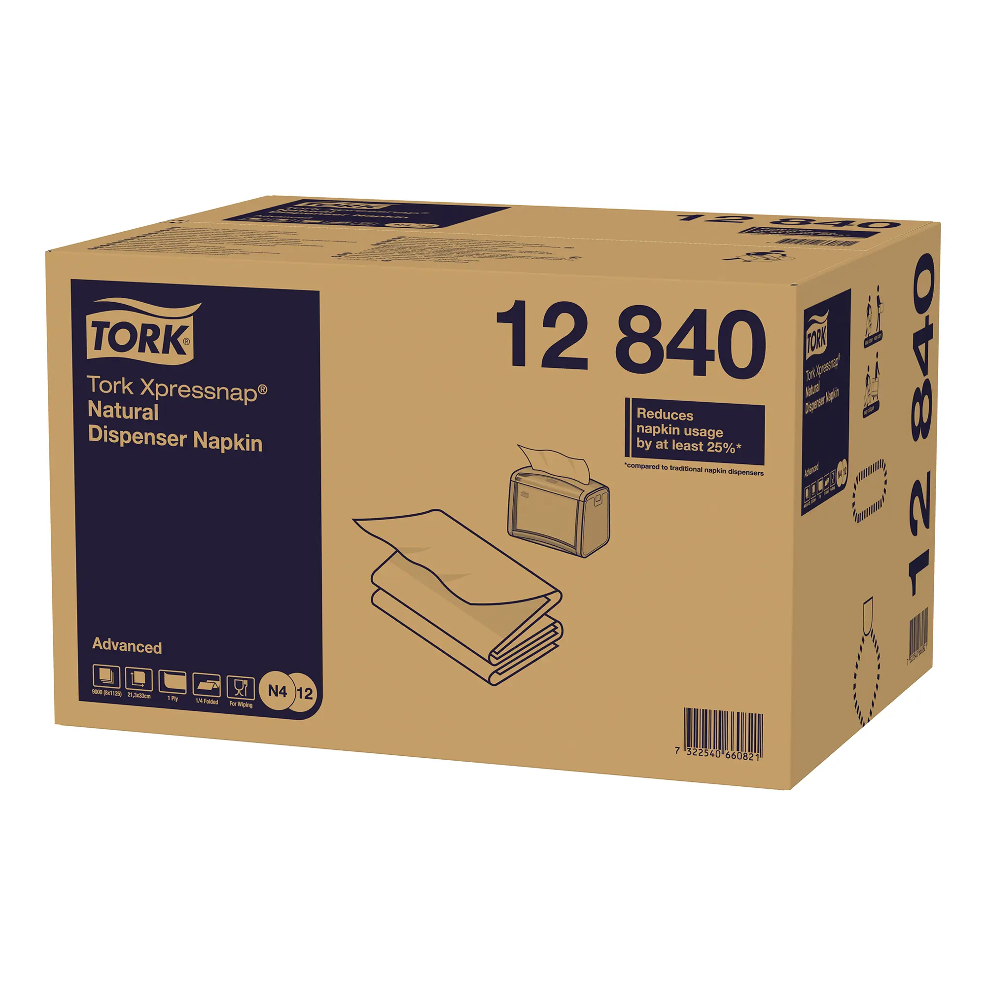 Tork 12840 Advanced Xpressnap Spenderserviette N4 1/4-Falz, 16,5 x 10,7 cm, 1-lg, natur