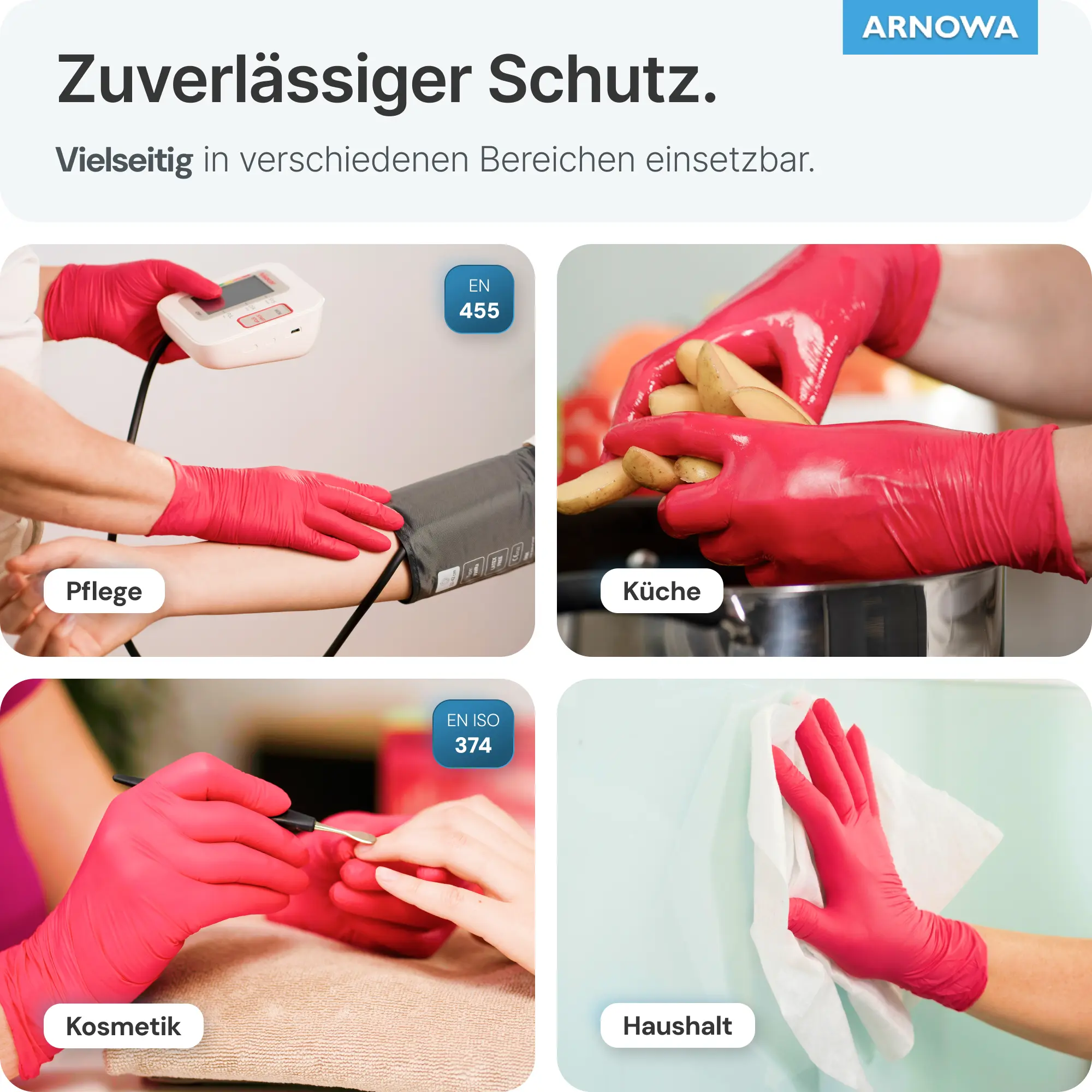 ARNOMED RAINBOW NITRIL LAVA RED Nitrilhandschuhe rot puderfrei, 100 Stück – rote Einmal-Nitrilhandschuhe für Pflege, Küche, Kosmetik, Haushalt und Labor, latexfrei und reißfest