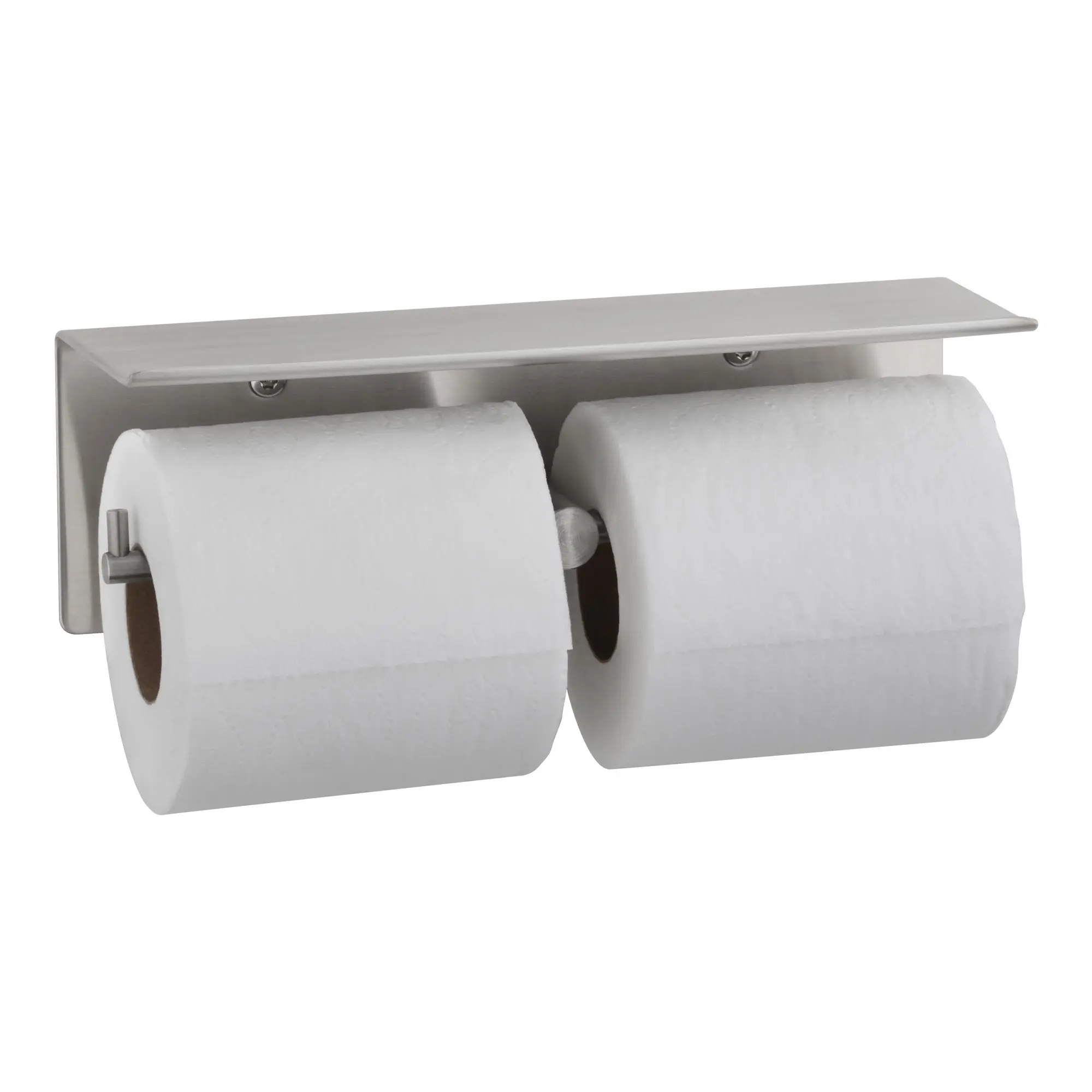 Bobrick B-540 WC-Papierrollenhalter mit Ablage für 2 Rollen aus Edelstahl, für zwei Standard-Kleinrollen bis 11 cm Durchmesser, Bobrick B-540