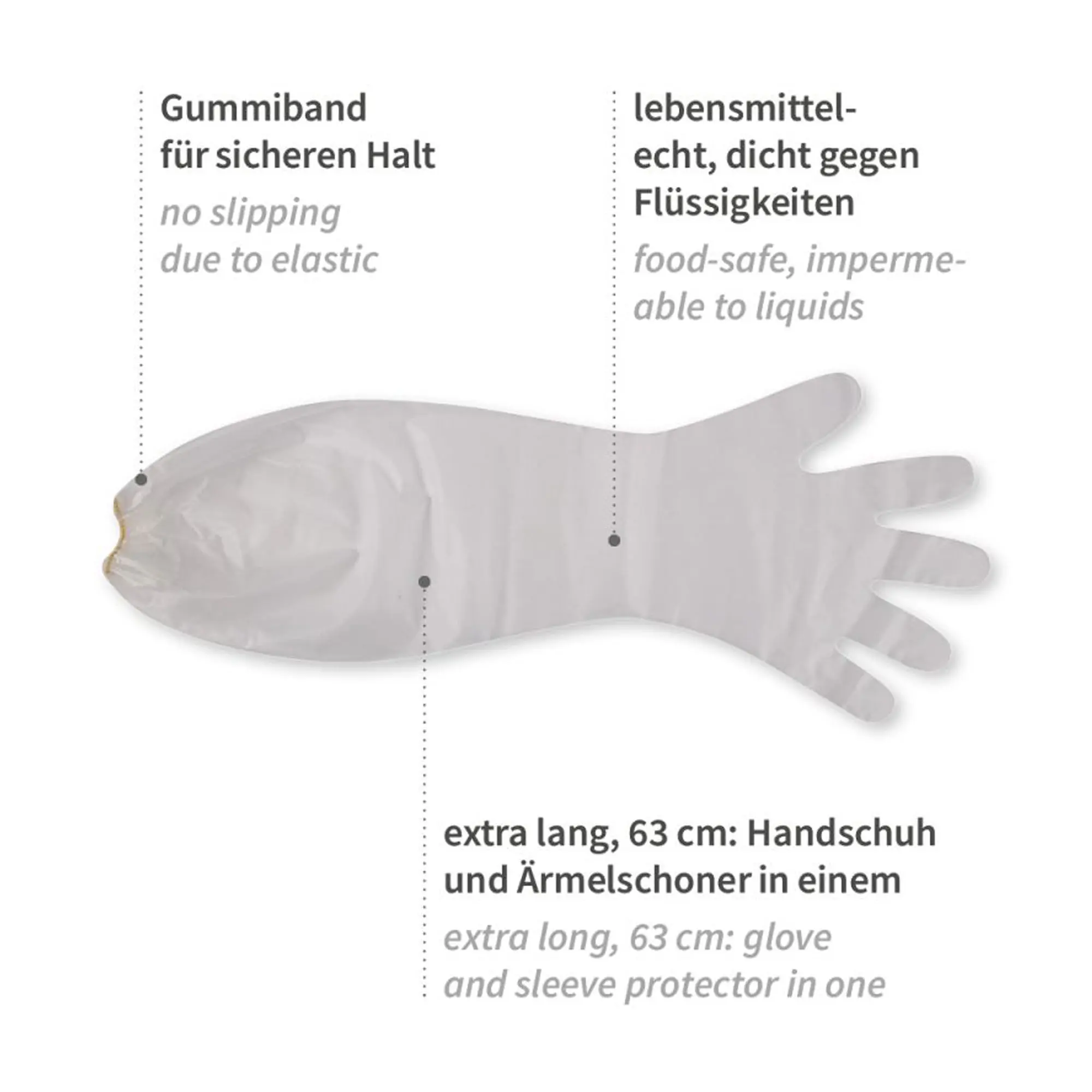 Hygostar Grip Long CPE-Handschuhe transparent mit Gummizug, VE 1000 Stück