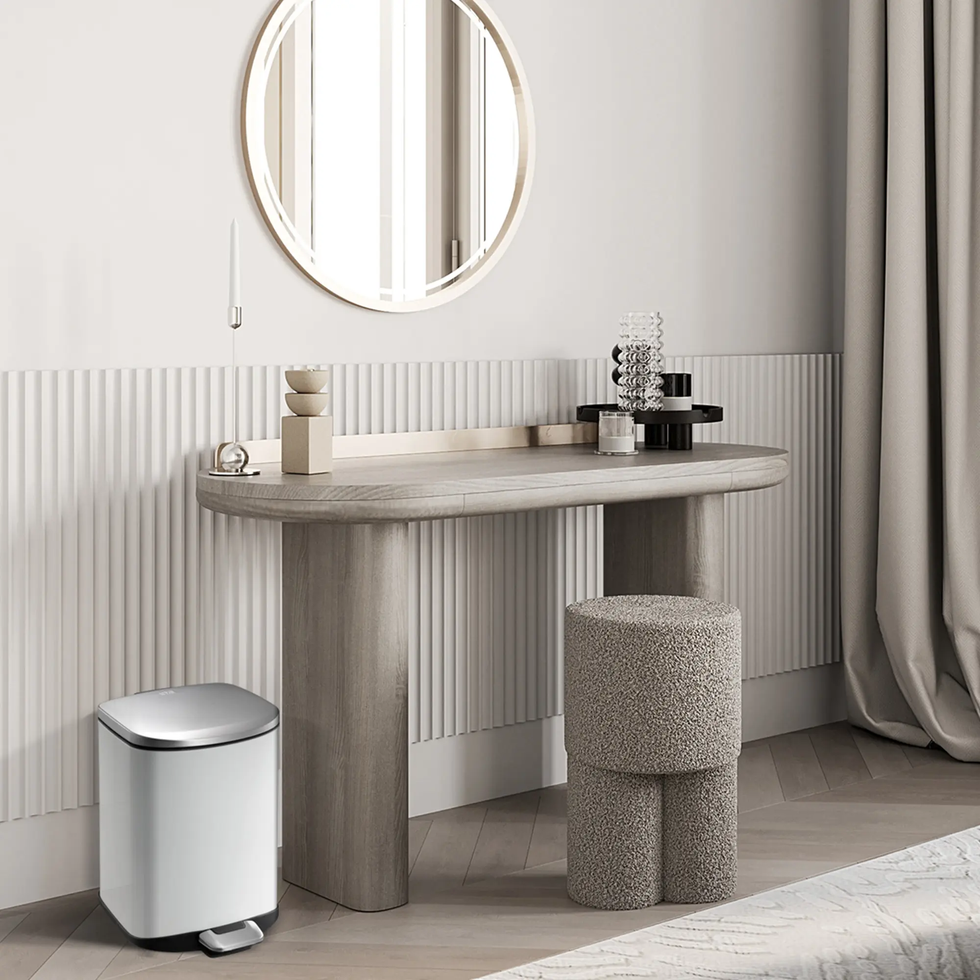 EKO Della Tretmülleimer Edelstahl 6 Liter mit Anti-Fingerabdruck, Soft-Close-Deckel und Inneneimer, ideal für Bad oder Schlafzimmer