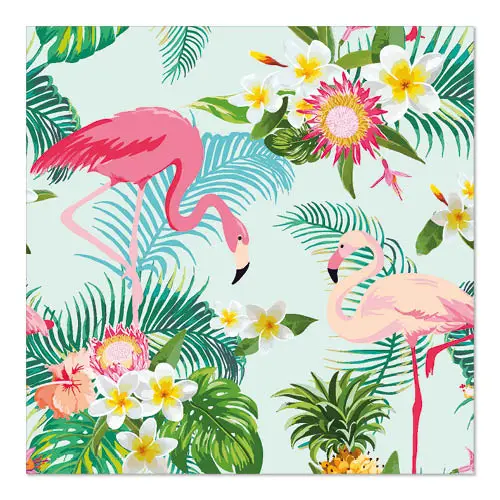 PAPSTAR Servietten "Exotic Flamingos" 3-lagig, 1/4-Falz, 33 x 33 cm mit pinken Flamingos, tropischen Blättern und Blumen, umweltfreundliche Tissue-Servietten, FSC-zertifiziert, Nordic Eco Label, Art.-Nr. 86846