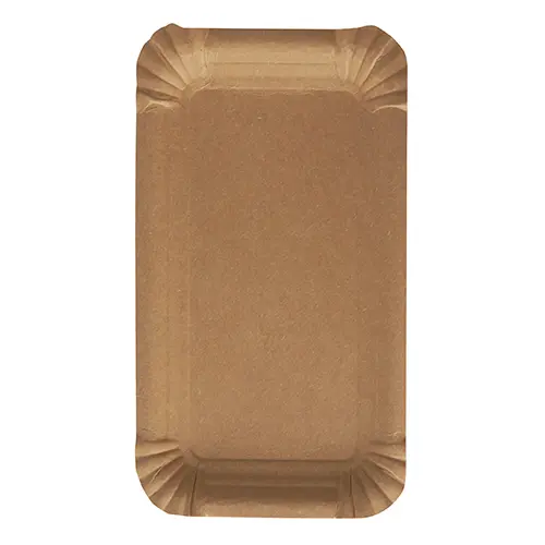 PAPSTAR Teller Pappe "pure" eckig 11 x 17,5 cm braun aus 100 % Frischfaserkarton, FSC-zertifizierter, lebensmittelechter Einweg-Kuchenteller