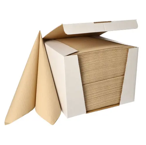 PAPSTAR Servietten "ROYAL Collection" 1/4-Falz 40 x 40 cm sand, 100 Stück im offenen Spenderkarton, stoffähnliche Premium-Qualität, Artikel 88558