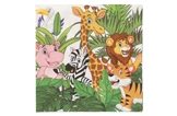 Kinder Wandbild Dschungeltiere mit Giraffe, Löwe, Zebra, Nilpferd und Tiger, farbenfrohes Motiv für Kinderzimmer, Artikelnummer 12345