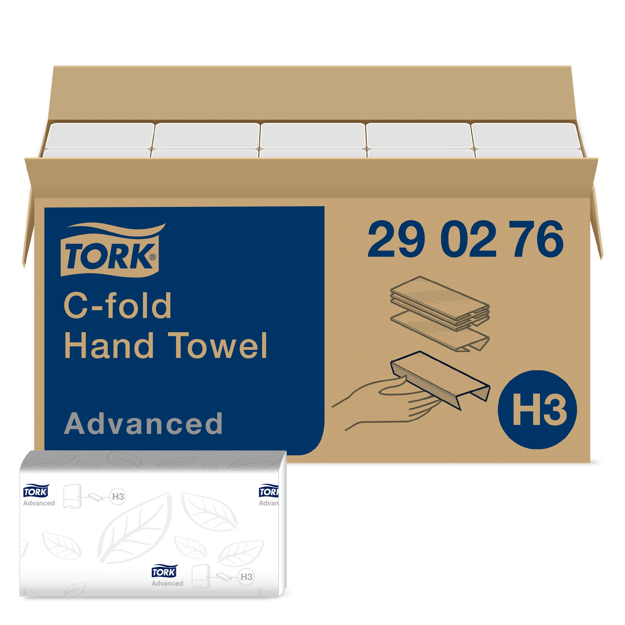 Tork Advanced Papierhandtücher Recycling C-Falz 25 x 49,6 cm 2-lagig, weiß 1600 Tücher 290276_1
