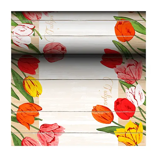 PAPSTAR Tischläufer, stoffähnlich, Airlaid 24 m x 40 cm "Blooming Tulips"