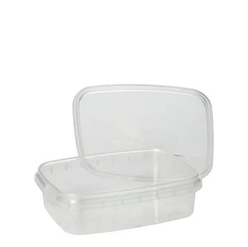 Starpak Feinkostbecher, PP eckig 150 ml, 2,9 x 8,6 x 10,9 cm, transparenter Einwegbecher mit Originalitätsverschluss, mikrowellen- und gefriergeeignet, PAPSTAR