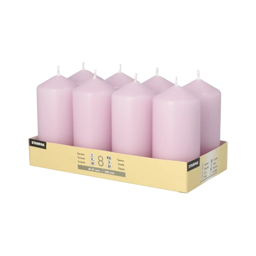 Starpak Stumpenkerzen Ø 47 mm, 100 mm flieder, 6 x 8 Stück