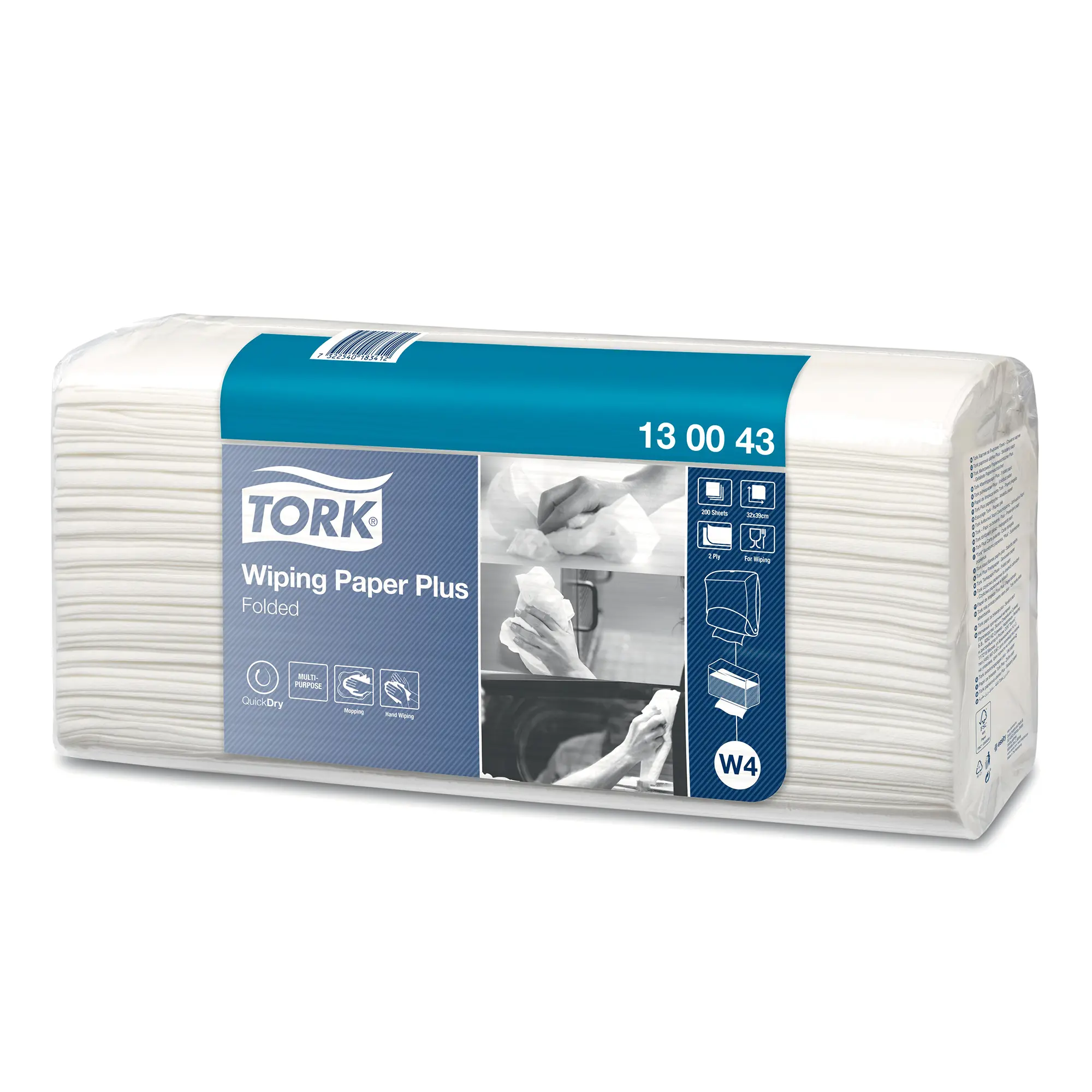 Tork 130043 Premium Starke Mehrzweck-Papierwischtücher W4 weiß, 2-lagig, 38,5 x 32,4 cm, 1000 Tücher