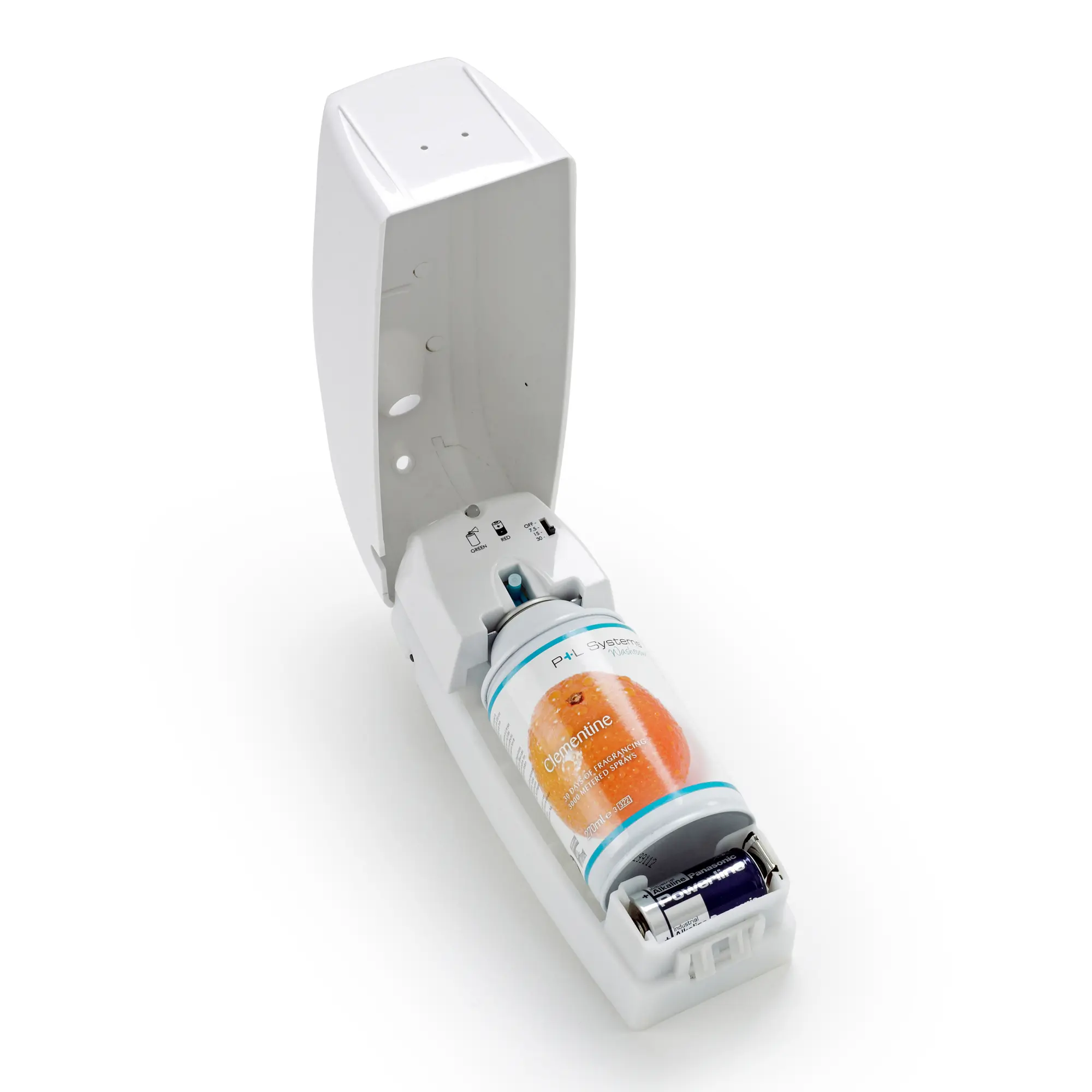 Duftspender P+L Systems LED, manuell einstellbar weiß Duftdose einsetzen ADMA270W-N-D